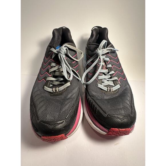 Hoka One One Clifton 4 Women’s 7.5 Black Pink Gray Running Shoes Neutral Cushion - Picture 4 of 8